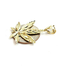 Load image into Gallery viewer, New 10k yellow gold marijuana leaf weed pendant diamond cut medical jewelry 2.7g
