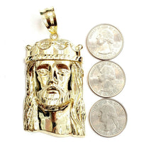 Load image into Gallery viewer, 10k yellow gold Jesus face crown head pendant charm fine religious jewelry 19.8g
