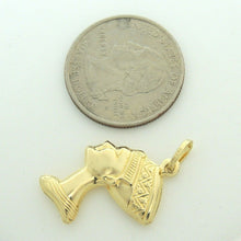 Load image into Gallery viewer, 14k yellow Gold 3D hollow egyptian queen nefertiti head Pendant fine gift 2.1g
