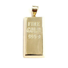 Load image into Gallery viewer, New 10k Yellow Gold 999.9 fine 3D gold bar brick bar Pendant charm jewelry 6.5g
