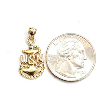 Load image into Gallery viewer, 14k yellow Gold USN Pendant United States Navy military anchor fine jewelry 2.5g
