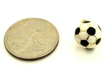 Load image into Gallery viewer, 14k yellow Gold enamel hollow soccer ball 3D Pendant charm fine gift 0.47" 1.7g
