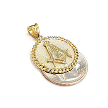 Load image into Gallery viewer, New 10k yellow Gold round Freemason Masonic Pendant 0.97" religious jewelry 3.9g
