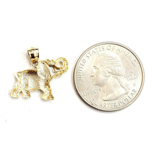 14k yellow Gold elephant Pendant charm unisex fine gift good luck jewelry 1.4g