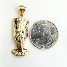 Load image into Gallery viewer, New 10k yellow Gold Egyptian Nefertiti Queen Cleopatra head Pendant jewelry 3.7g
