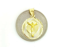 Load image into Gallery viewer, 14k yellow gold round Jesus pendant charm gift religious fine jewelry 0.63" 1.2g

