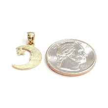 Load image into Gallery viewer, New 14k yellow gold moon and star pendant charm astronomy gift fine jewelry 1.1g
