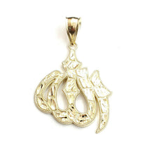 Load image into Gallery viewer, 10K Yellow Gold Nugget Allah Islamic God Pendant Charm religious jewelry 6.9g
