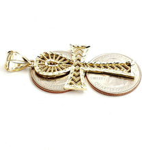 Load image into Gallery viewer, New 10k yellow gold Egyptian ankh cross pendant charm diamond cut religious 4.2g
