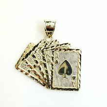 Load image into Gallery viewer, 10k yellow solid Gold playing card Pendant charm casino fine jewelry unisex 3.3g
