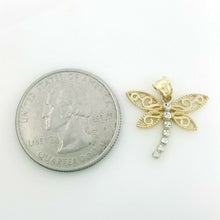Load image into Gallery viewer, New 14k two tone Gold dragonfly Pendant charm gift fine jewelry for her 1.2g
