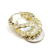 Load image into Gallery viewer, New 10K yellow Gold 1.29" 4mm Turkish hoop Earrings Round fine jewelry 4.9g
