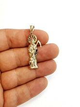 Load image into Gallery viewer, 10k yellow gold Santa Muerte holy death Pendant fine gift jewelry unisex 2.3g
