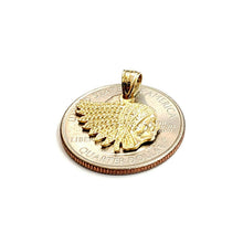 Load image into Gallery viewer, New 14k yellow Gold tiny apache chief face head Pendant gift fine jewelry 1.5g
