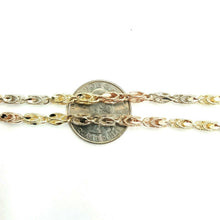 Load image into Gallery viewer, 14K 3 color gold 3.5mm Turkish chain diamond cut Necklace fine jewelry 24" 20.6g
