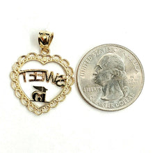 Load image into Gallery viewer, 14k tri color Gold heart sweet 15 años 15 years Pendant charm fine jewelry 2.1g
