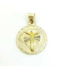 Load image into Gallery viewer, 14k yellow gold round Jesus pendant charm gift religious fine jewelry 0.63" 1.2g
