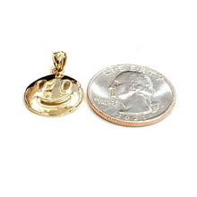 Load image into Gallery viewer, New 14k yellow gold round happy face emoji pendant charm gift fine jewelry 1.5g
