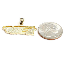 Load image into Gallery viewer, New 10k yellow gold Puerto Rico outline map pendant charm gift fine jewelry 2.6g
