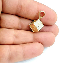 Load image into Gallery viewer, 10k yellow Gold 3D dice Pendant charm diamond cut gamble Vegas fine jewelry 2.6g

