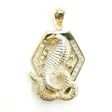 Load image into Gallery viewer, New 14k two tone Gold cobra snake Pendant charm fine jewelry 3D red eye 9.3g
