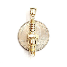 Load image into Gallery viewer, 14k yellow Gold 3D spark plug Pendant charm automobile engine fine jewelry 8.5g
