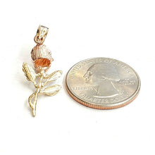 Load image into Gallery viewer, 14k 3 color solid Gold rose flower Pendant charm fine women gift jewelry 2g
