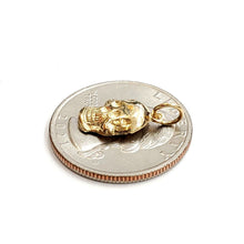 Load image into Gallery viewer, New 14k yellow Gold tiny Skull mummy dead Bone Pendant Gift fine jewelry 1.3g
