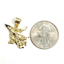 Load image into Gallery viewer, New 10k yellow gold saint Michael pendant charm fine religious gift jewelry 1.8g
