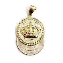 Load image into Gallery viewer, New 10k yellow gold round crown pendant charm fine jewelry gift diamond cut 4.2g
