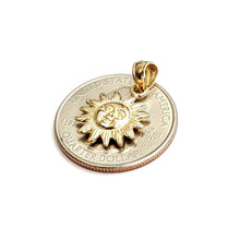 Load image into Gallery viewer, 14k yellow gold solid sun sol pendant charm astrology fine jewelry 0.55" 2.4g
