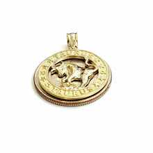 Load image into Gallery viewer, 10k yellow solid Gold round Taurus bull zodiac Pendant charm fine jewelry 2.4g
