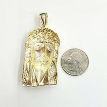 Load image into Gallery viewer, 10k yellow gold Jesus face head pendant charm fine men's religious jewelry 13.2g
