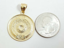 Load image into Gallery viewer, 14k yellow solid Gold Aztec mayan sun calendar azteca pendant jewelry 1.02" 3.6g
