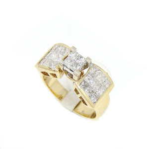 pre owned 1.75Ct Natural square Diamond 14k yellow Gold Engagement Ring Sz 7.75