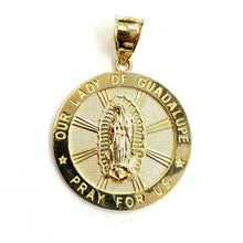 Load image into Gallery viewer, 10k yellow gold round virgin mary Guadalupe religious Pendant fine gift 1.25" 6g

