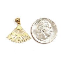Load image into Gallery viewer, New 14k Yellow Gold Hand Held Fan hand fan Pendant charm gift fine jewelry 1.2g
