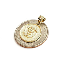 Load image into Gallery viewer, 14k yellow Gold round caduceus of Hermes medical sign Pendant charm jewelry 1.7g
