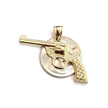 Load image into Gallery viewer, 14k yellow solid Gold handgun pistol gun Pendant charm fine gift jewelry 3.8g
