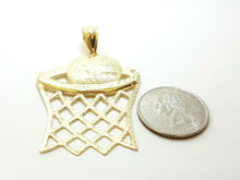 Load image into Gallery viewer, 10k yellow gold basketball net hoop pendant charm fine gift sport jewelry 7.1g
