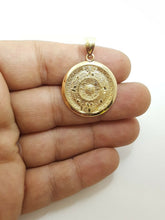 Load image into Gallery viewer, 14k yellow solid Gold Aztec mayan sun calendar azteca pendant jewelry 1.02" 3.6g
