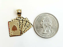 Load image into Gallery viewer, 10k yellow solid Gold playing card Pendant charm casino fine jewelry unisex 2.2g
