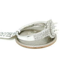 Load image into Gallery viewer, 0.40Ct Natural Diamond 14k White Gold Semi Mount halo Ring round center size 6.5
