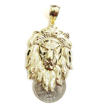 Load image into Gallery viewer, New 10k yellow solid Gold lion head face zodiac Pendant charm fine jewelry 9.6g
