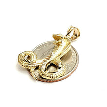 Load image into Gallery viewer, 14k yellow gold cobra snake reptile Pendant charm diamond cut fine jewelry 4.5g
