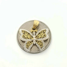 Load image into Gallery viewer, 14k two tone solid Gold butterfly full body Pendant charm fine gift jewelry 1.9g
