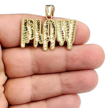 Load image into Gallery viewer, New 10k yellow Gold BLOW word Pendant diamond cut fine jewelry unisex gift 5.3g
