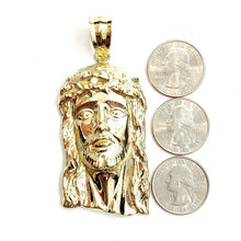 Load image into Gallery viewer, 10k yellow gold Jesus face head pendant charm fine men's religious jewelry 18.6g
