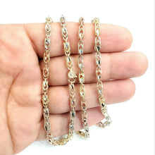 Load image into Gallery viewer, 14K 3 color gold 3.5mm Turkish chain diamond cut Necklace fine jewelry 24" 20.6g
