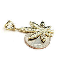 Load image into Gallery viewer, 10k yellow gold marijuana leaf weed pendant charm fine gift medical jewelry 3.5g
